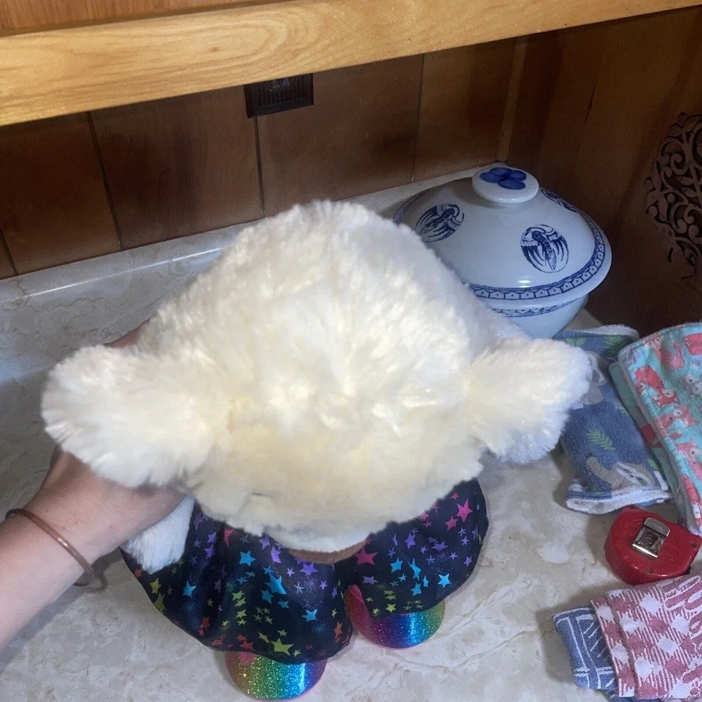 2020 Cream Build‎ A Bear With Black & Pink Star Dress And Glitter Patent Shoes